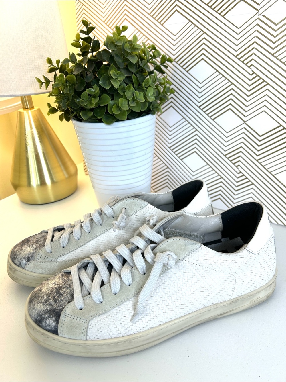 P448 John Sneakers-burnout style/tan/silver-size 38/US-7.5